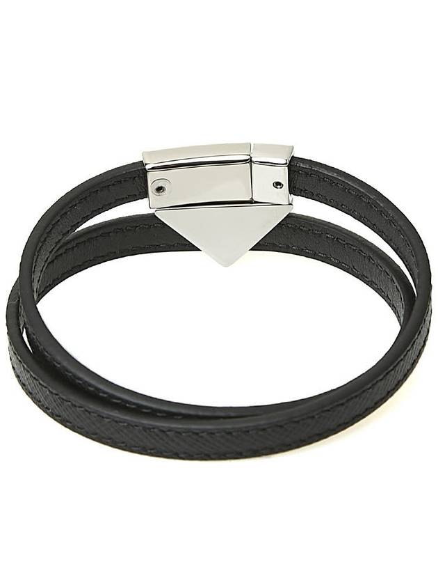 Triangle Logo Saffiano Logo Bracelet Black - PRADA - BALAAN 4