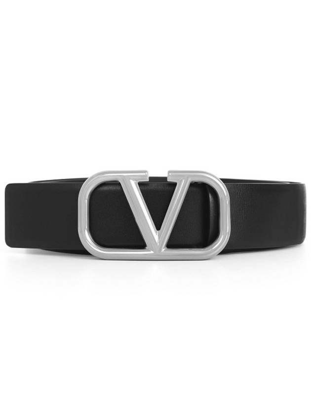 V Logo Leather Belt Black - VALENTINO - BALAAN.