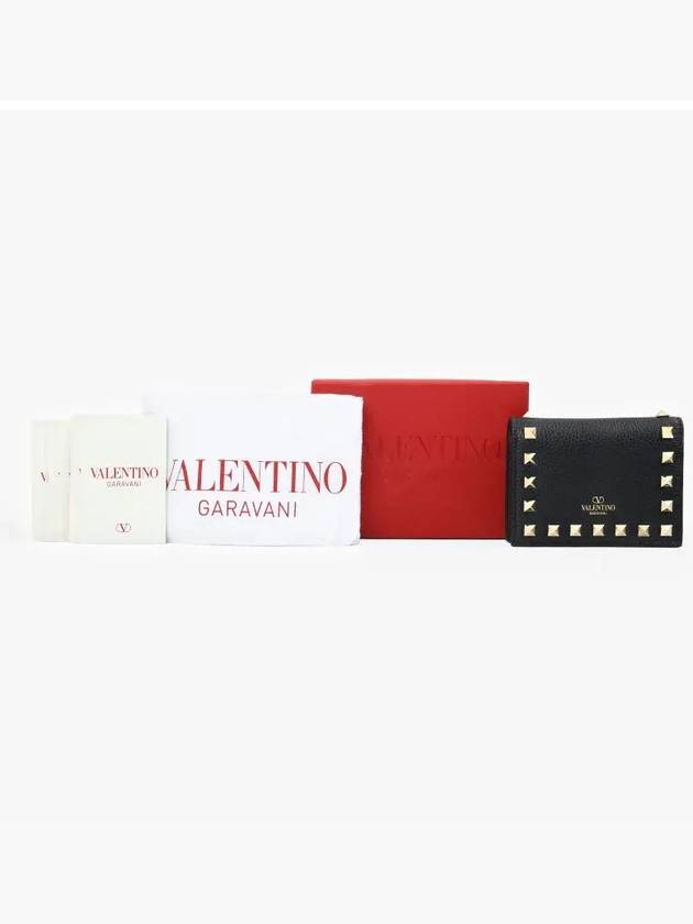 Rockstud Logo Half Wallet Black - VALENTINO - BALAAN 4