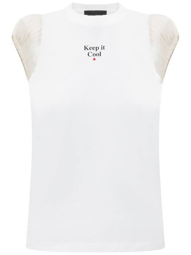 Women's Slogan Print Sleeveless White - DSQUARED2 - BALAAN 2