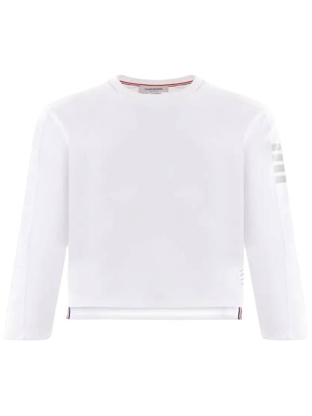 4-Bar Striped Cotton Long Sleeve T-Shirt White - THOM BROWNE - BALAAN 2