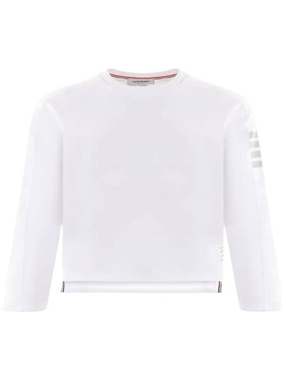 4-Bar Striped Cotton Long Sleeve T-Shirt White - THOM BROWNE - BALAAN 2