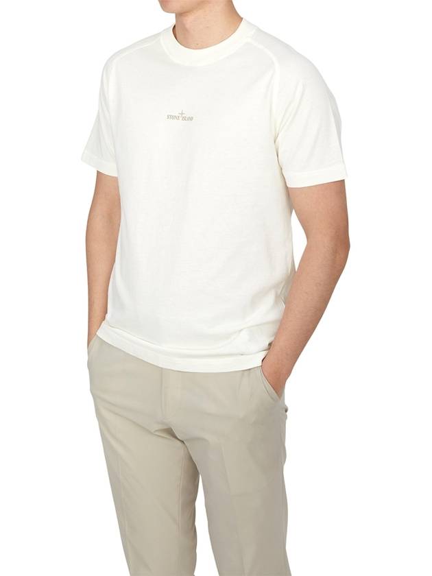 Logo Crew Neck Short Sleeve T-Shirt Ivory - STONE ISLAND - BALAAN 5