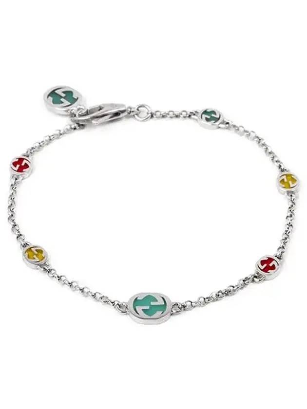 Women's Enamel Interlocking G Bracelet Silver - GUCCI - BALAAN 1