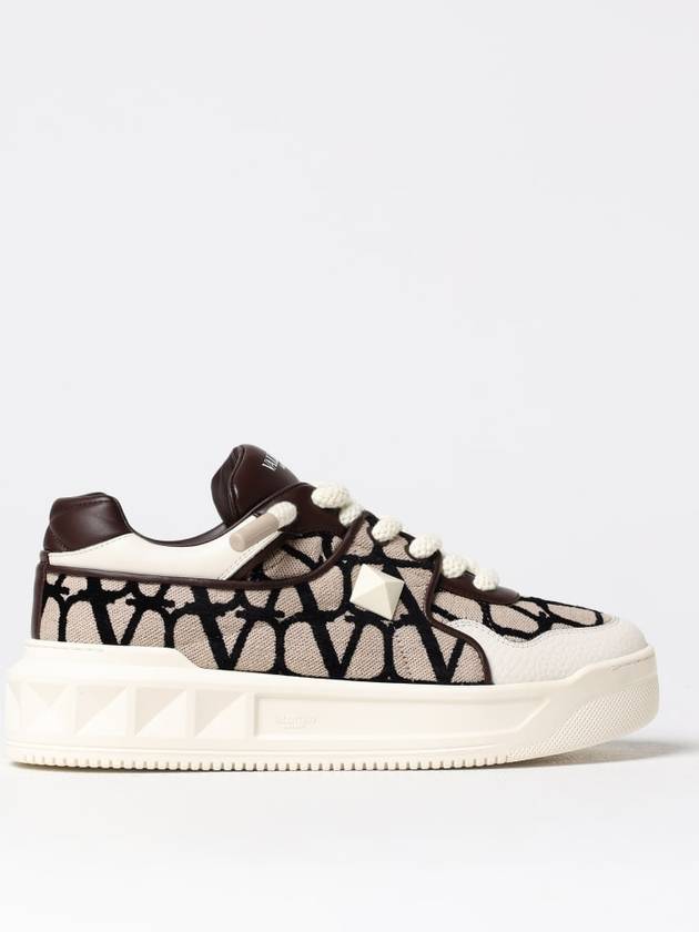 Iconography Leather Low Top Sneakers Brown - VALENTINO - BALAAN 2