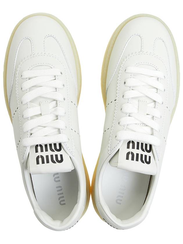 Logo Patch Lace-Up Low Top Sneakers White - MIU MIU - BALAAN 3