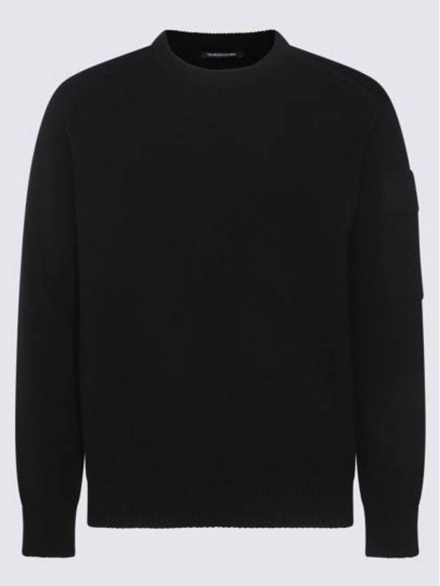 Merino Wool Crew Neck Knit Top Black - CP COMPANY - BALAAN 1