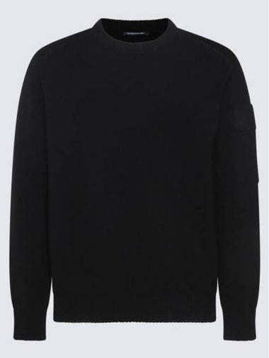 Merino Wool Crew Neck Knit Top Black - CP COMPANY - BALAAN 1