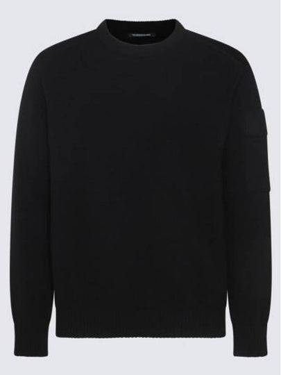 Merino Wool Crew Neck Knit Top Black - CP COMPANY - BALAAN 2