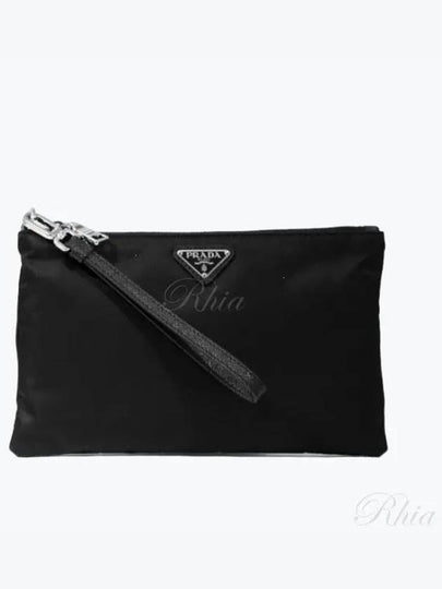 Saffiano Leather Strap Nylon Clutch Bag Black - PRADA - BALAAN 2