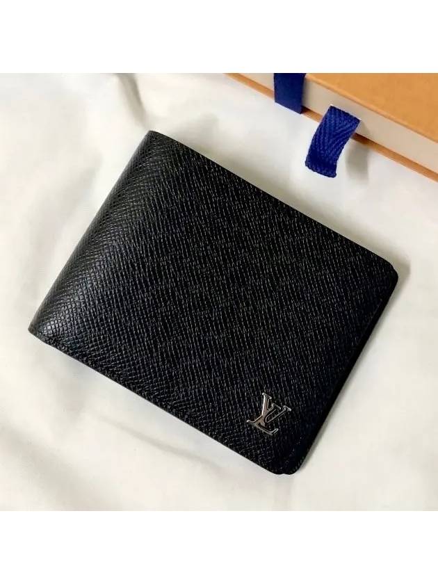 Multiple Taiga Leather Half Wallet Black - LOUIS VUITTON - BALAAN.