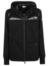 Logo Patch Velcro Zip Up Hoodie Black - MONCLER - BALAAN 1