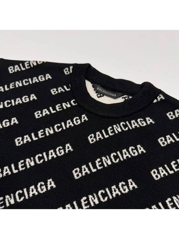 All-Over Mini Logo Wool Knit Top Black - BALENCIAGA - BALAAN 6