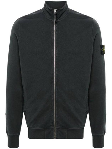 Cotton Zip-Up Jacket Dark Grey - STONE ISLAND - BALAAN 1