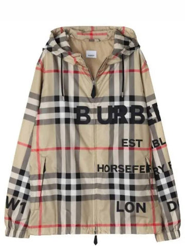 Horseferry Print Check Nylon Hooded Jacket Men - BURBERRY - BALAAN 1