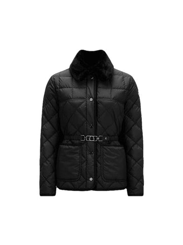 Women's Cygne Logo Patch Short Down Padded Jacket Black - MONCLER - BALAAN 1