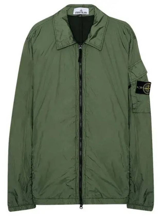 Crinkle Reps Nylon Garment Dyed Overshirt Zip Up Jacket Olive Green - STONE ISLAND - BALAAN 1