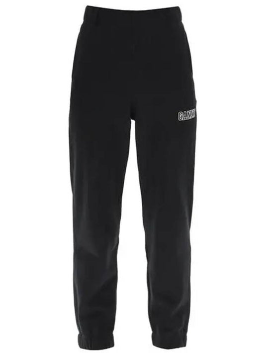 Side Logo Cotton Jogger Track Pants Black - GANNI - BALAAN 2