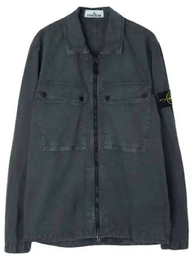 Brushed Organic Cotton Overshirt Jacket Dark Grey - STONE ISLAND - BALAAN 2