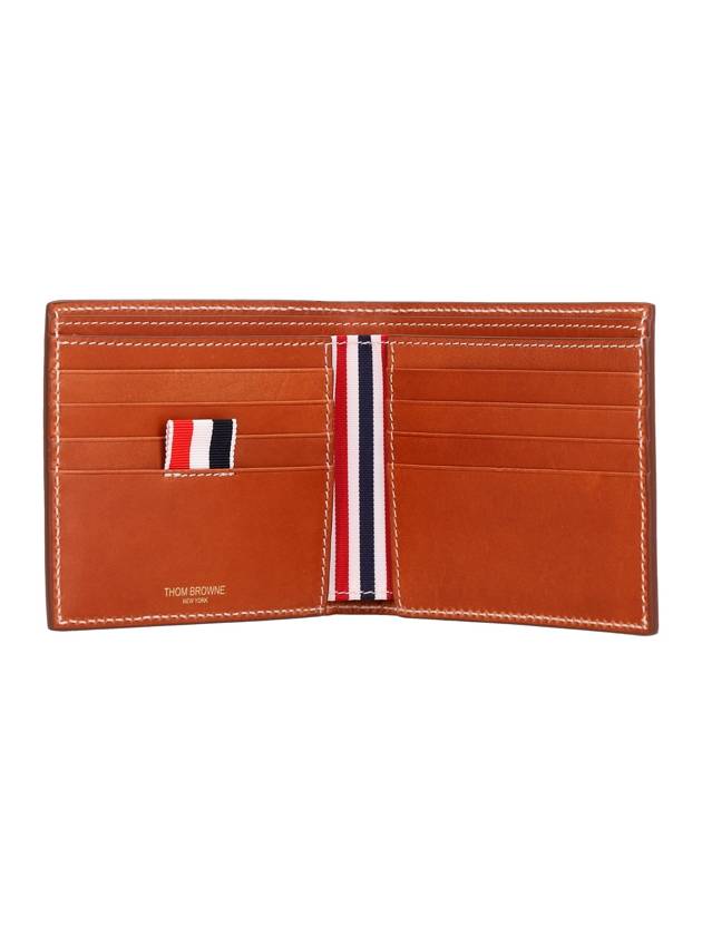 Vacchetta Leather Bill Fold Wallet Natural Brown - THOM BROWNE - BALAAN 4