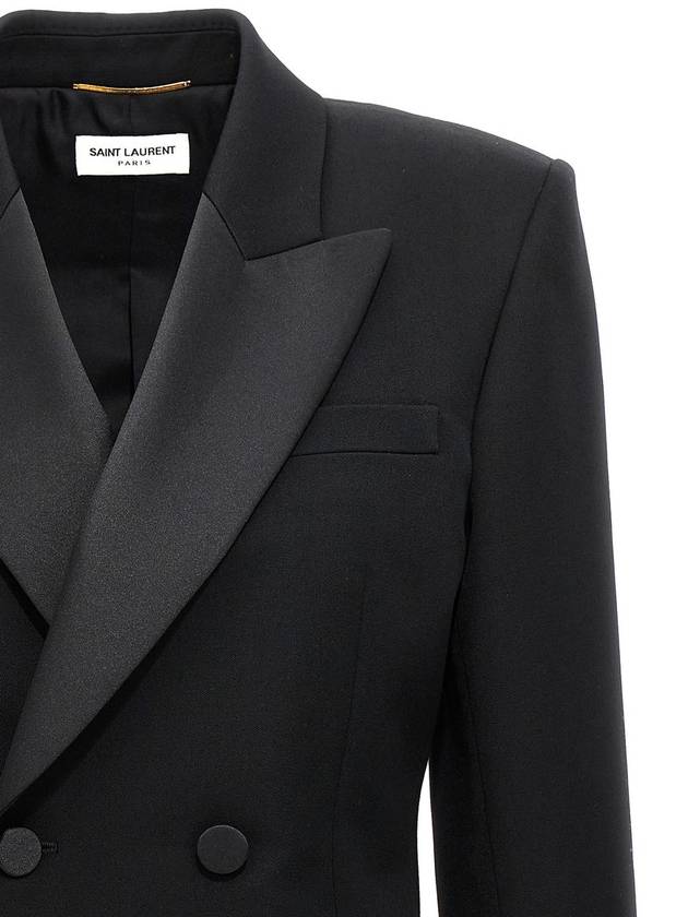 Tuxedo Grain De Poudre Wool Jacket Black - SAINT LAURENT - BALAAN 4