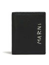 Logo-Stitch Leather Card Wallet Black - MARNI - BALAAN 1