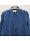 De Coeur Embroidered Denim Long Sleeve Shirt Blue - AMI - BALAAN 4