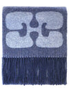 Fringe Detail Wool Scarf Blue - GANNI - BALAAN 3