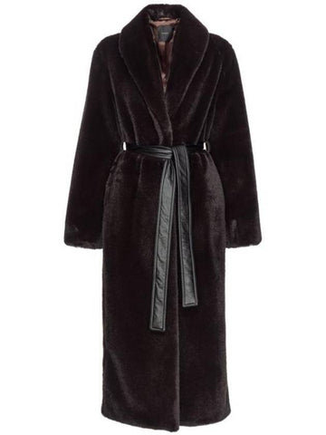 Komore Belt Long Pouf Coat Brown - PINKO - BALAAN 1