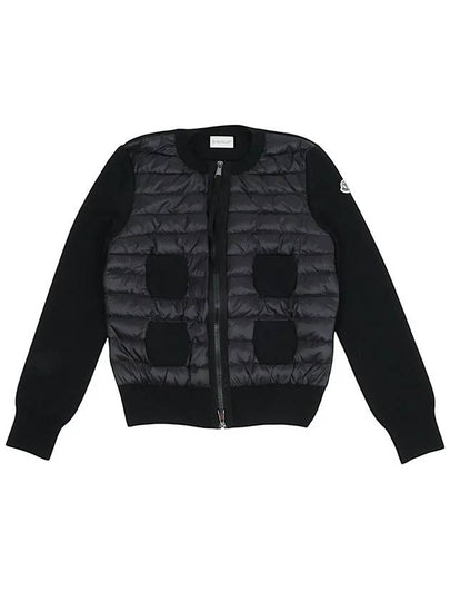 Women's Padded Wool Zip-Up Cardigan Black - MONCLER - BALAAN 2