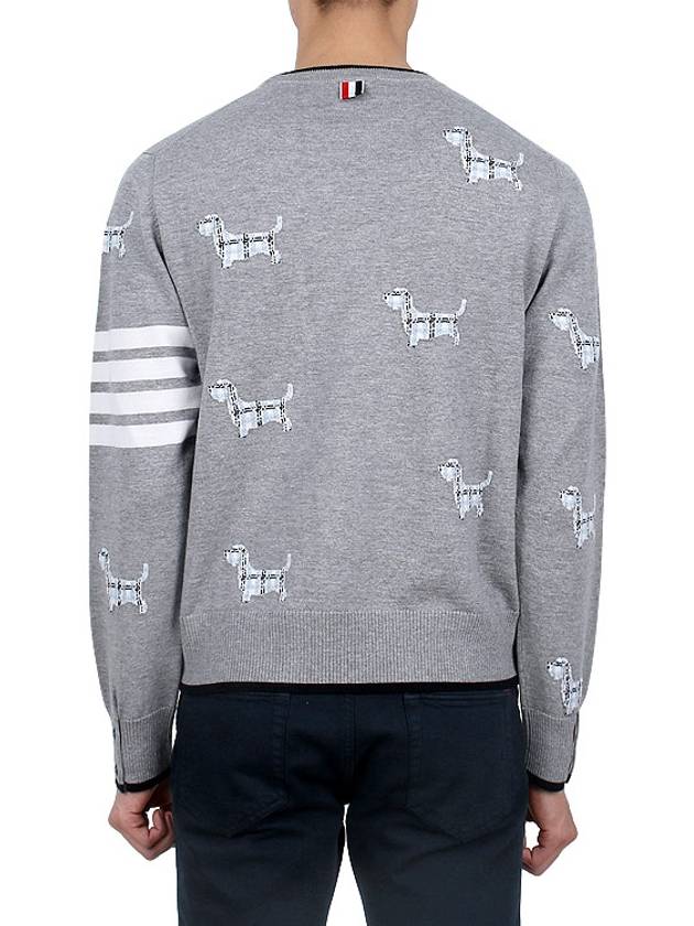 Hector Intarsia Crew Neck Knit Top Grey - THOM BROWNE - BALAAN 5