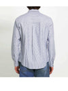 Embroidered Heart Logo Stripe Long Sleeve Shirt Blue - AMI - BALAAN 6