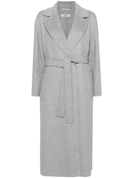 Elisa Belted Virgin Wool Single Coat Grey - S MAX MARA - BALAAN 1