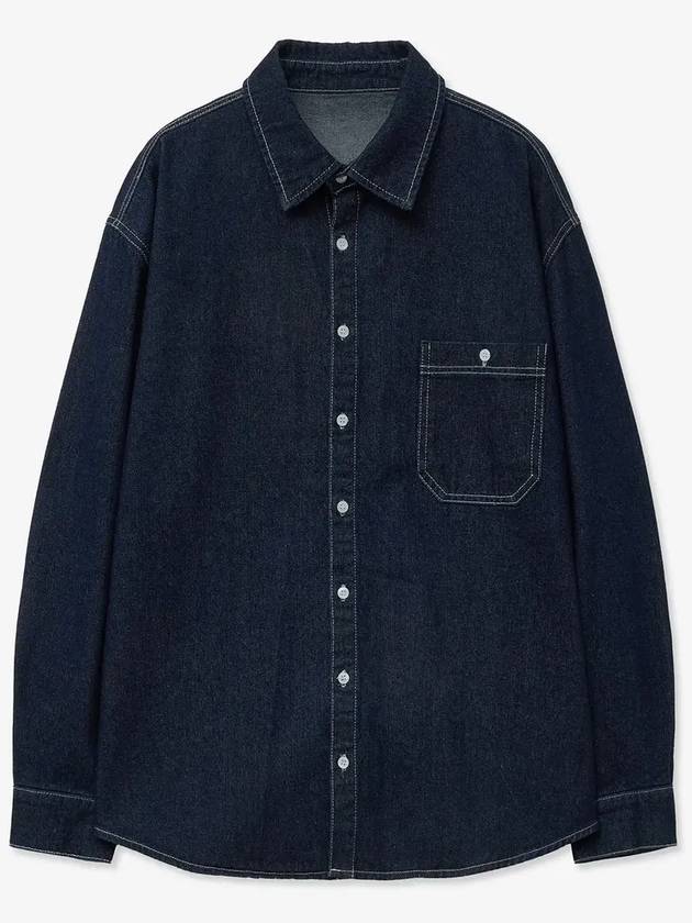 Overfit washed denim shirt dark indigo - BLONDNINE - BALAAN 4