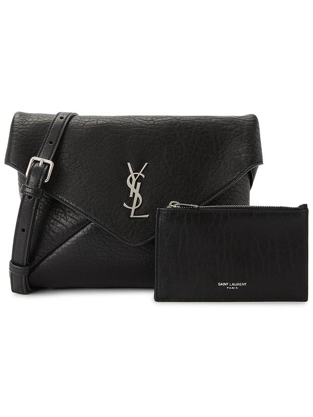 Cassandre Envelope Strap Leather Cross Bag Black - SAINT LAURENT - BALAAN 3