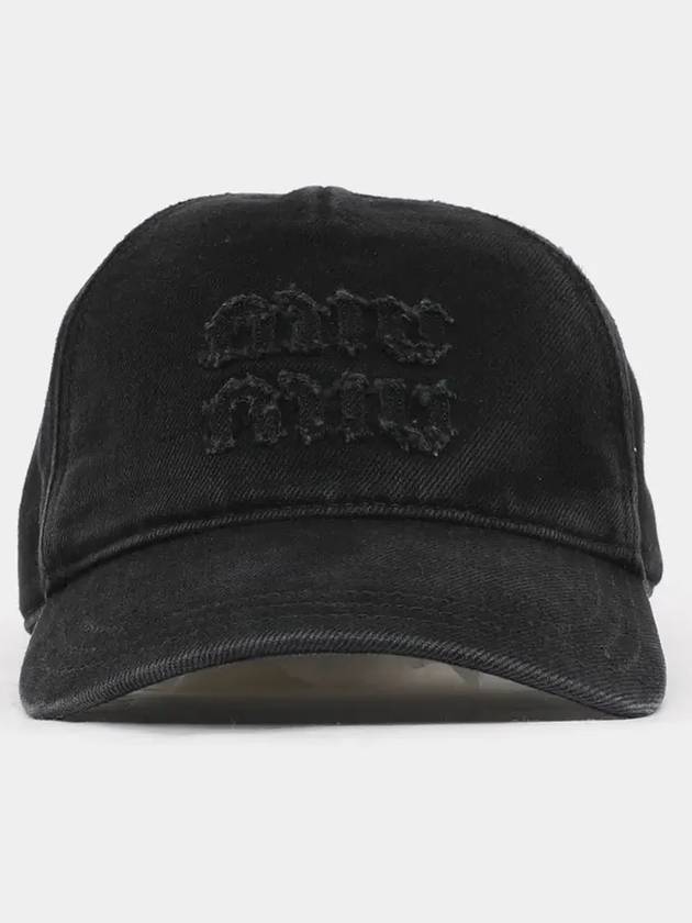 Logo Denim Ball Cap Black - MIU MIU - BALAAN 4