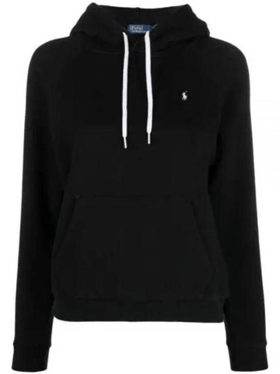 Embroidered Logo Cotton Blend Jersey Hoodie Black - POLO RALPH LAUREN - BALAAN 2