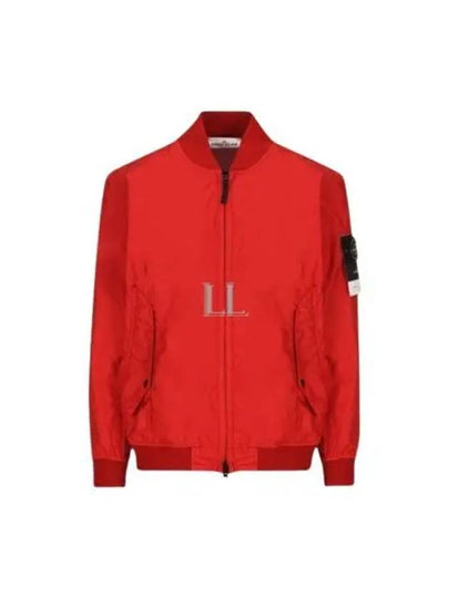 Men's Wappen Patch Zip-Up Bomber Jacket Red - STONE ISLAND - BALAAN 2