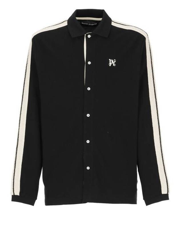 Monogram Track Long Sleeve Shirt Black - PALM ANGELS - BALAAN 2