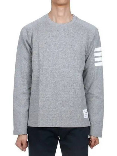 4-Bar Striped Cotton Long Sleeve T-Shirt Light Grey - THOM BROWNE - BALAAN 2