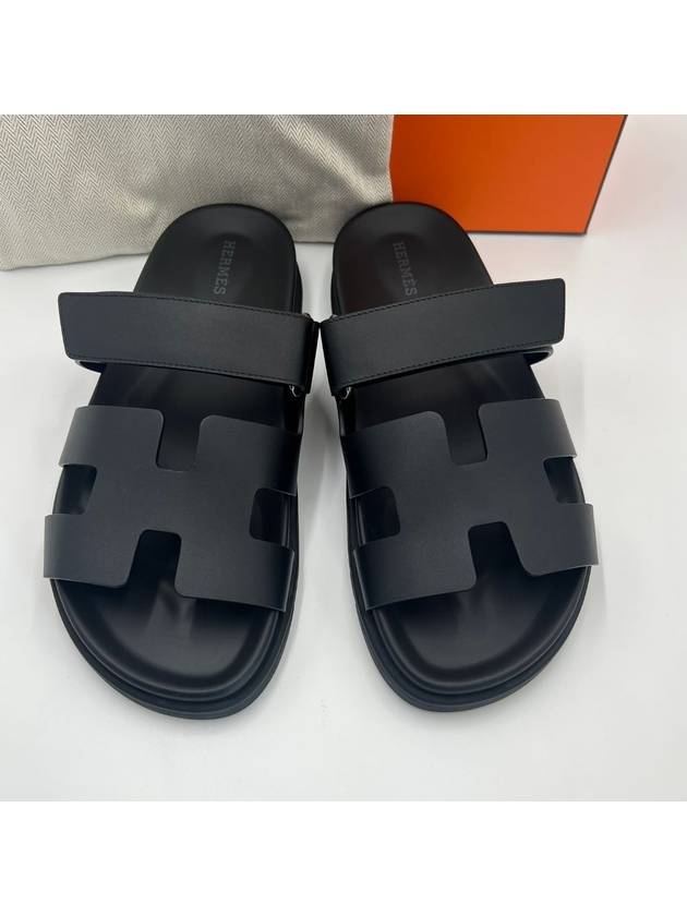 Chypre Leather Sandals Black - HERMES - BALAAN 2