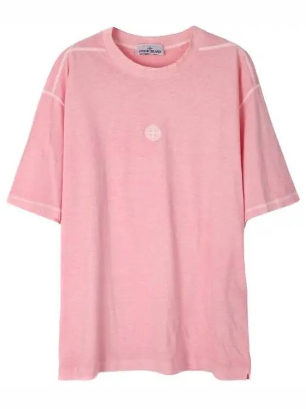 Fissato Effect Compass Embroidery Logo Short Sleeve T-shirt Pink - STONE ISLAND - BALAAN 2