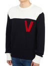 V logo bicolor knit top - VALENTINO - BALAAN 3