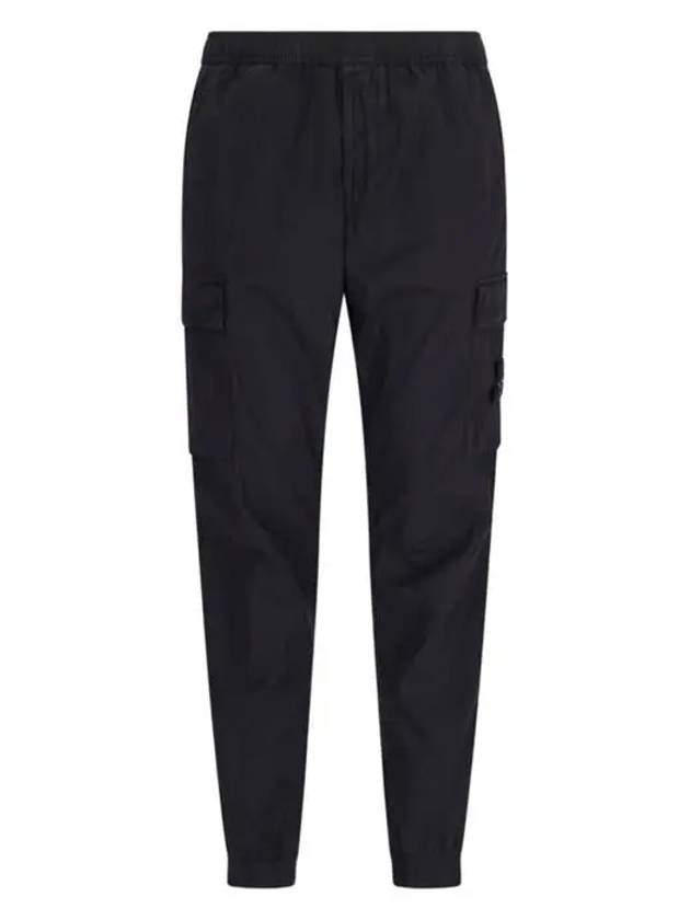 Stretch Cotton Tela Paracadute Cargo Straight Pants Black - STONE ISLAND - BALAAN 3