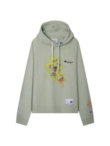 A10HD722 Green Graphic Print Hoodie - MIHARA YASUHIRO - BALAAN 1