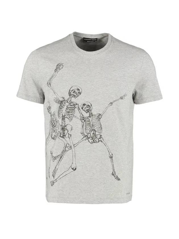 Dancing Skull Short Sleeve T-Shirt Grey - ALEXANDER MCQUEEN - BALAAN 1