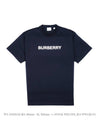 Logo Print Short Sleeve T-Shirt Navy - BURBERRY - BALAAN 2