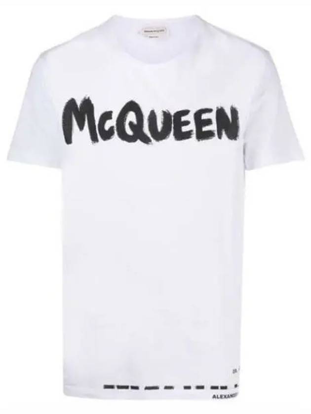 Graffiti Logo Print Short Sleeve T-Shirt Black - ALEXANDER MCQUEEN - BALAAN 2