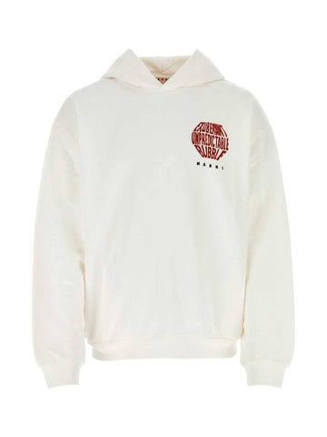 Slogan Print Hoodie Stone White Red - MARNI - BALAAN 1