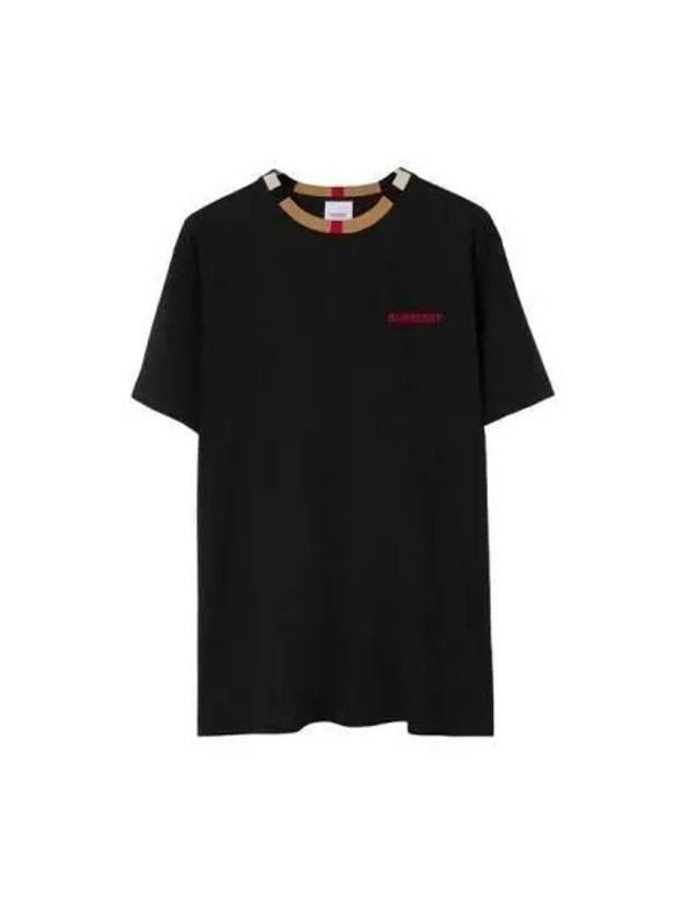 Icon Stripe Neck Short Sleeve T-Shirt Black - BURBERRY - BALAAN 2